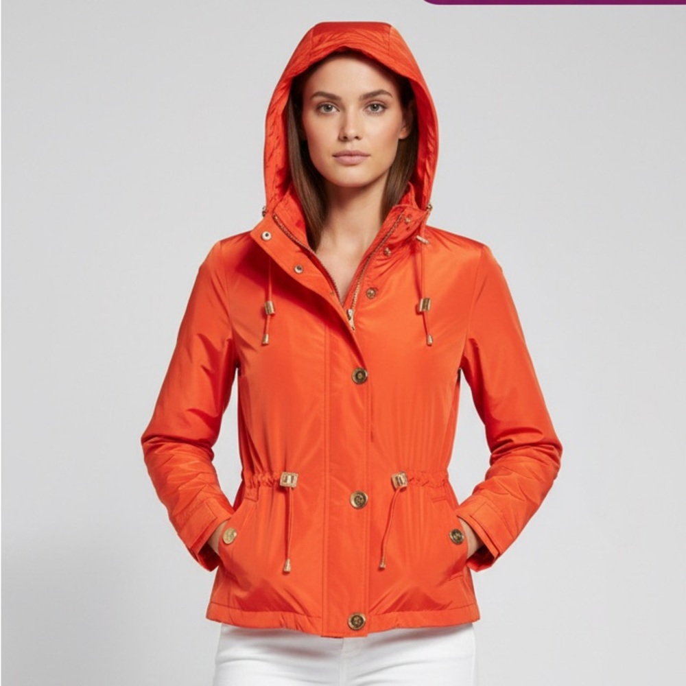 New‎ Michael Kors Hooded Orange anorak rain coat